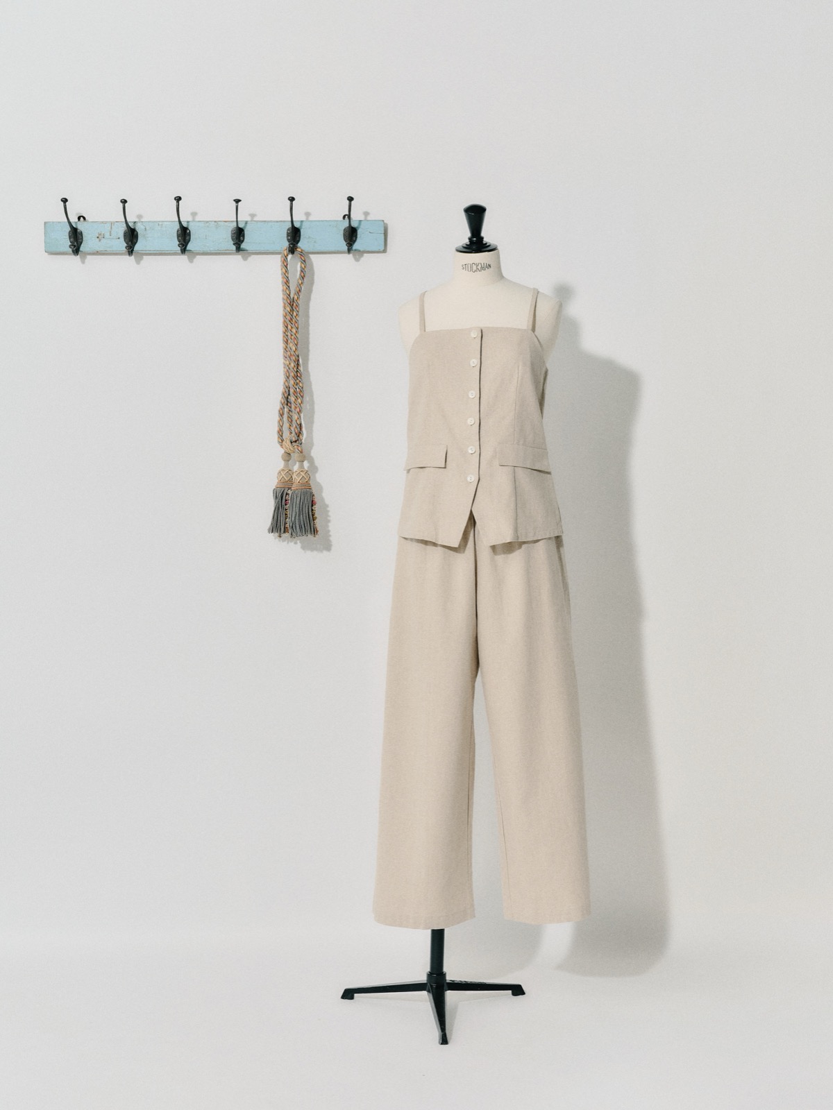 linen blend bustier like vest &<br>wide pants