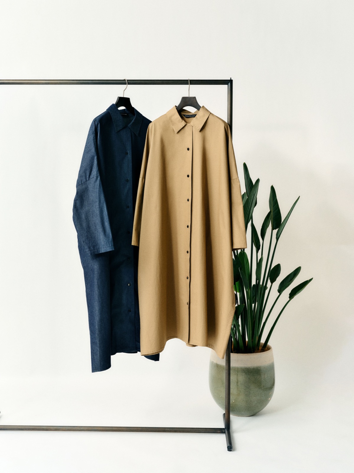 denim wide shirt one-piece &<br>wide shirt one-piece